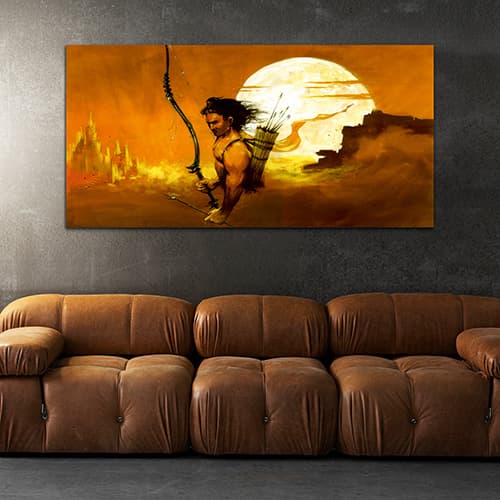 Shree Ram Orange & Yellow Canvas Wall Art Painting (WP_0262N)