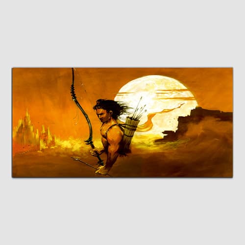 Shree Ram Orange & Yellow Canvas Wall Art Painting (WP_0262N)
