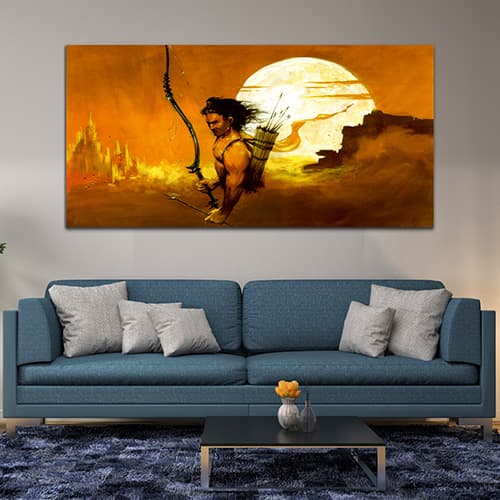 Shree Ram Orange & Yellow Canvas Wall Art Painting (WP_0262N)
