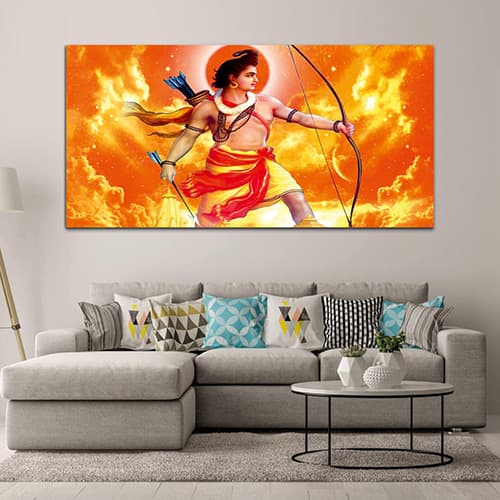 Shree Ram Orange & Yellow Canvas Wall Art Painting (WP_0263F)
