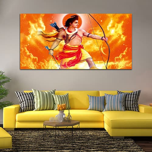 Shree Ram Orange & Yellow Canvas Wall Art Painting (WP_0263F)