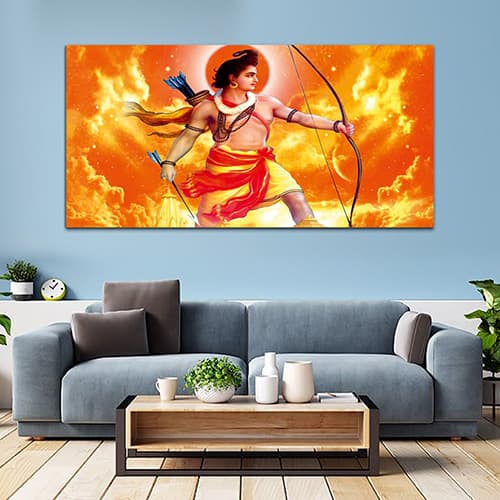 Shree Ram Orange & Yellow Canvas Wall Art Painting (WP_0263F)