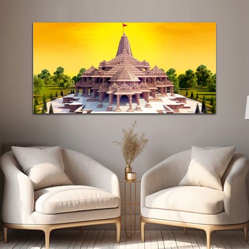 Shree Ram Gold & Voilet Canvas Wall Art Painting (WP_0265F)