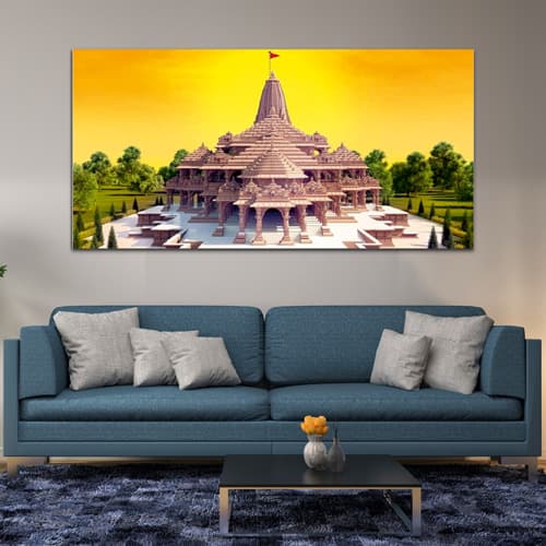 Shree Ram Gold & Voilet Canvas Wall Art Painting (WP_0265F)
