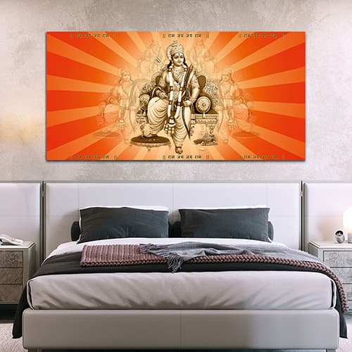 Shree Ram tample Orange & Off White Wall Art Painting (WP_0267F)