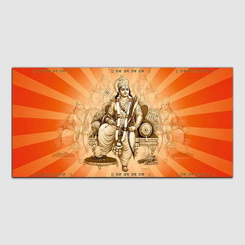 Shree Ram tample Orange & Off White Wall Art Painting (WP_0267F)