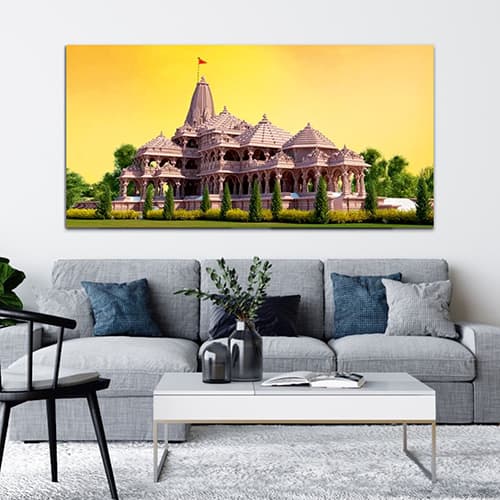 Shree Ram tample Green & Yellow Wall Art (WP_0269F)