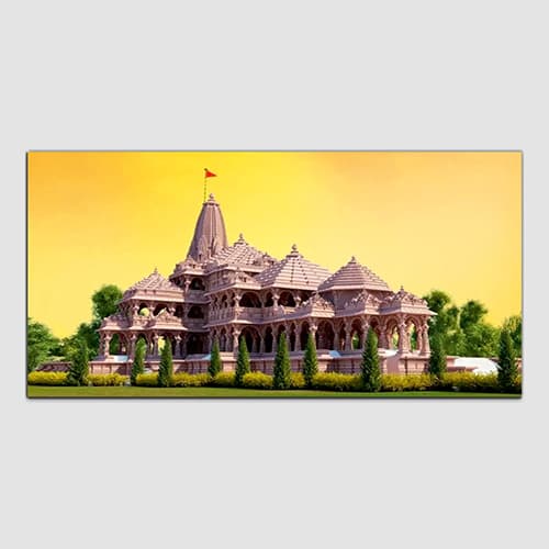 Shree Ram tample Green & Yellow Wall Art (WP_0269F)