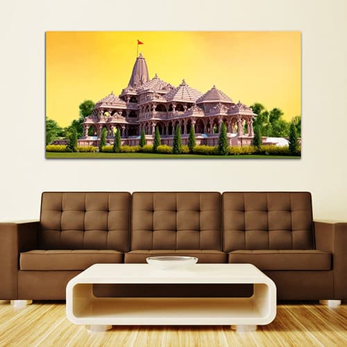 Shree Ram tample Green & Yellow Wall Art (WP_0269F)