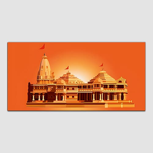 Shree Ram tample off White & Yellow Wall Art Painting. (WP_0270F)