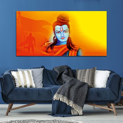 Shree Ram Orange & Yellow Canvas Wall Art Painting (WP_0271F)
