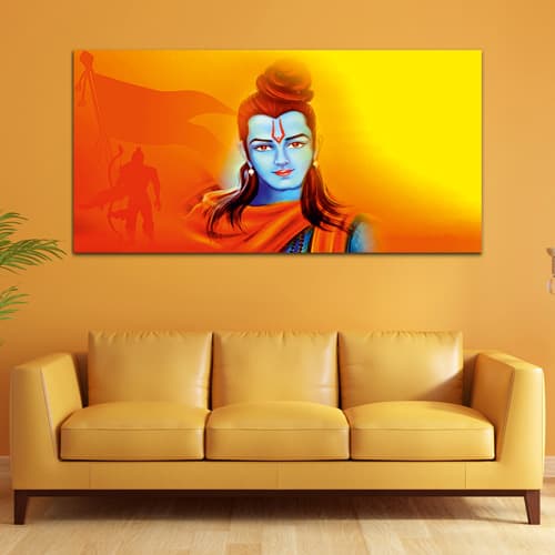 Shree Ram Orange & Yellow Canvas Wall Art Painting (WP_0271F)