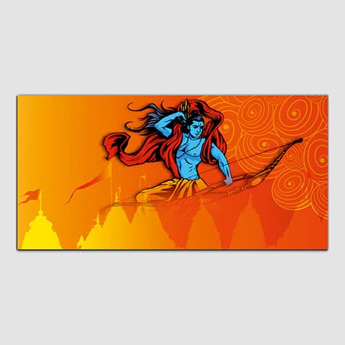 Shree Ram with Tample Canvas Wall Art Painting (WP_0272F)