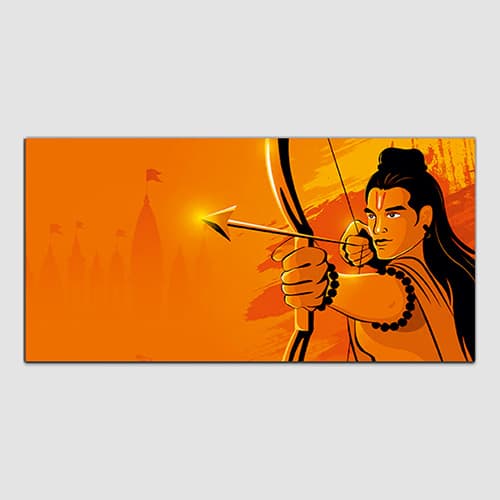 Shree Ram with Tample Canvas Wall Painting (WP_0273F)