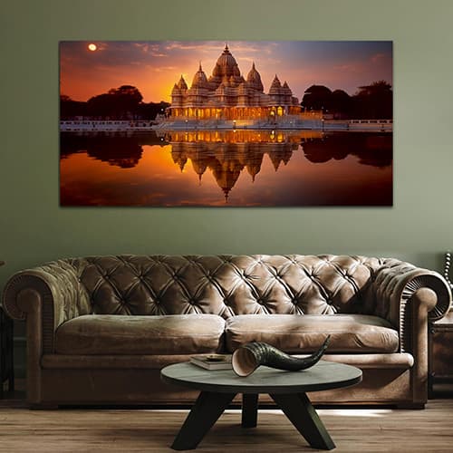 Shree Ram Tample evening time Canvas wall Art painting (WP_0274F)