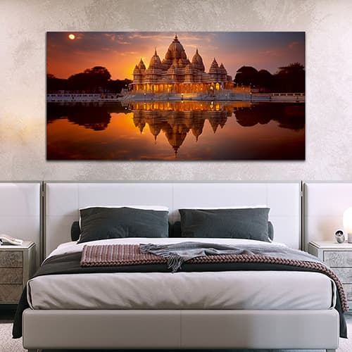 Shree Ram Tample evening time Canvas wall Art painting (WP_0274F)