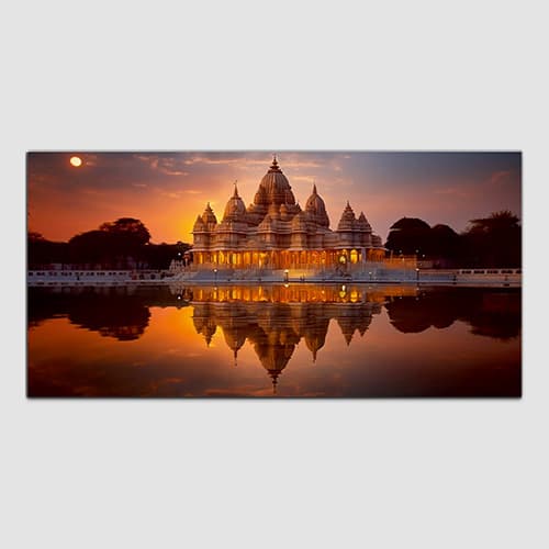 Shree Ram Tample evening time Canvas wall Art painting (WP_0274F)