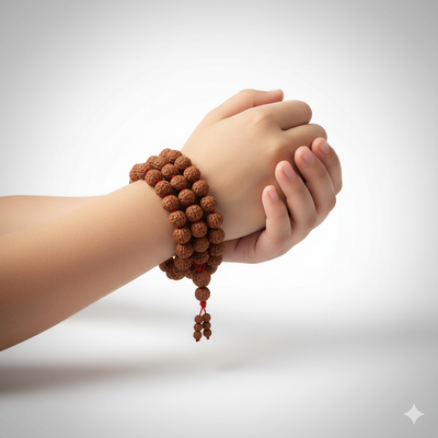 Chhah Mukhi Rudraksha Mala, 10mm (54 + 1 Beads)