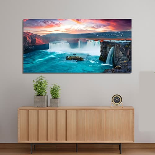Modern Sunset Lake Forest Natural Scenery 3D Mural CanVas Wall Painting (WP_0201N)