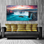 Modern Sunset Lake Forest Natural Scenery 3D Mural CanVas Wall Painting (WP_0201N)