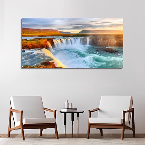 Beautiful beach sunset with bright red sky reflecting on the water Canvas Wall Painting (WP_0205N)