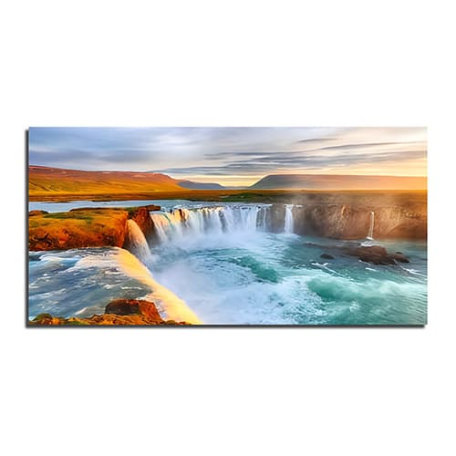 Beautiful beach sunset with bright red sky reflecting on the water Canvas Wall Painting (WP_0205N)