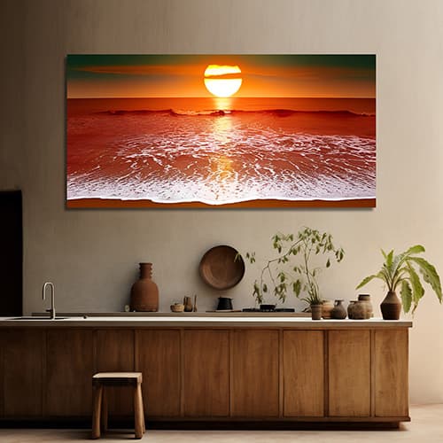 Sunset over ocean Canvas Art Wall Painting (WP_0206N)