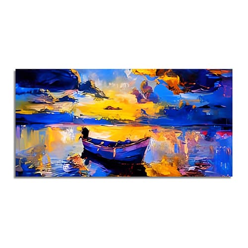 Sky Sunset and Boat on the Water Canvas Art Wall Painting (WP_0208N)