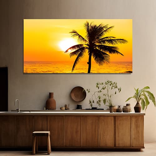Beautiful beach sunset Canvas Art Wall Painting (WP_0209N)
