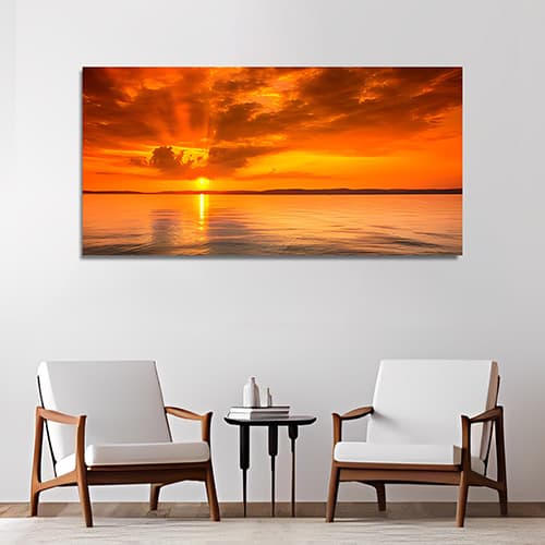 Stunning Sun Ray Ocean Canvas Wall Painting (WP_0210N)