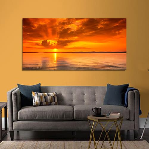 Stunning Sun Ray Ocean Canvas Wall Painting (WP_0210N)