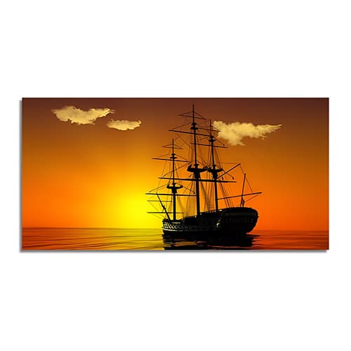 Sailing ship in a beautiful golden sunset Canvas wall painting (WP_0211N)
