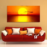 Beautiful Sunset with Red Sky and Lake Canvas Wall Painting (WP_0212N)