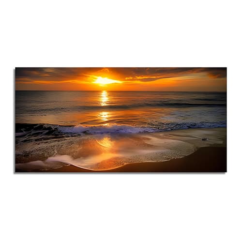 Beautiful Sunset With Beautiful Beach Canvas Wall Painting (WP_0213N)