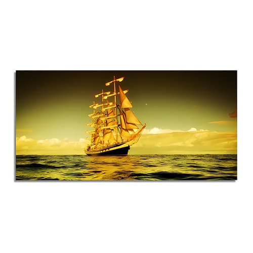Beautiful Sky with Boat under Lake Canvas Wall Painting (WP_02016N)