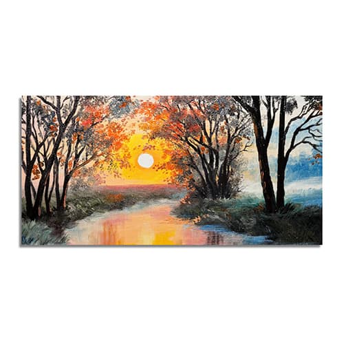 Sunset Sailing Ship Premium Canvas Wall Painting With Frame for Living Room (WP_0217N)
