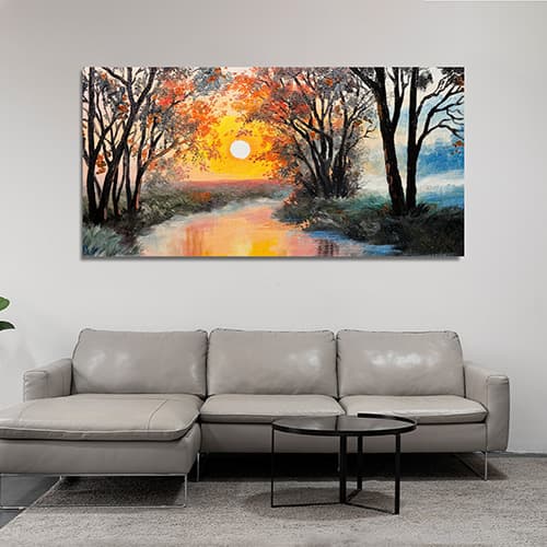 Sunset Sailing Ship Premium Canvas Wall Painting With Frame for Living Room (WP_0217N)