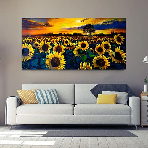 Sunflower Sunset Oil canvas wall Painting (WP_0221F)