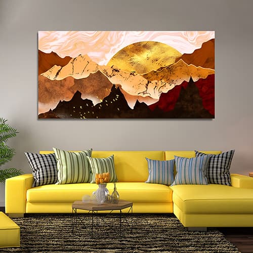 Golden Mountain Canvas Wall Painting (WP_0222N)