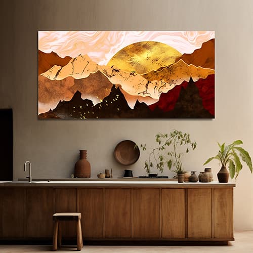 Golden Mountain Canvas Wall Painting (WP_0222N)