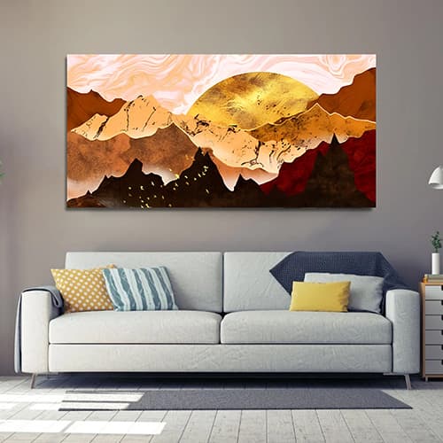 Golden Mountain Canvas Wall Painting (WP_0222N)