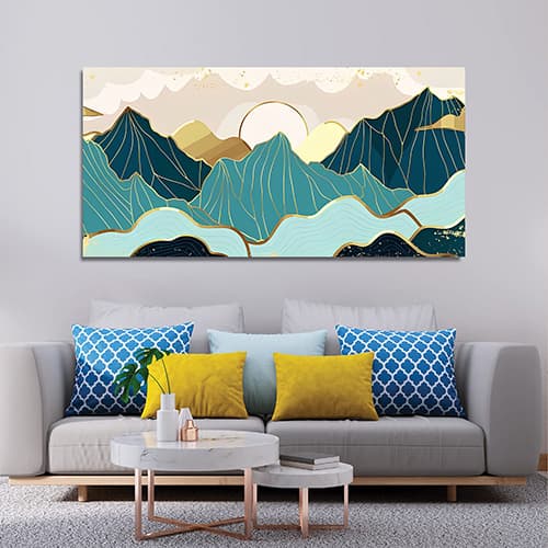 The golden mountains with sunset Canvas wall pinting (WP_0225F)