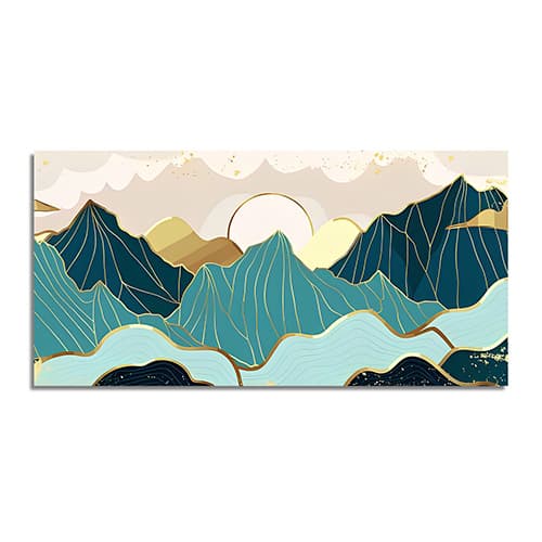 The golden mountains with sunset Canvas wall pinting (WP_0225F)