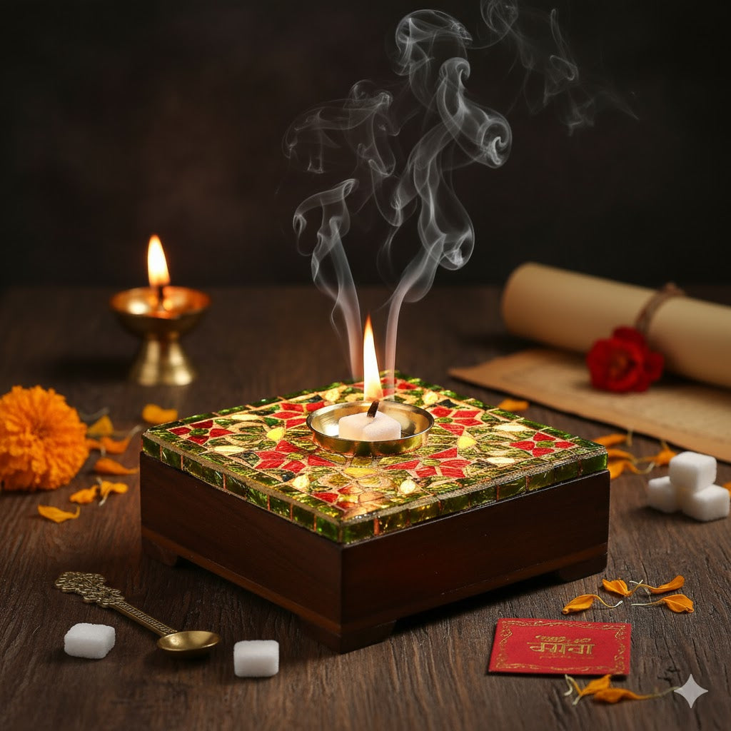 Flower Decorative Mosaic Kapoor Dhani Burner
