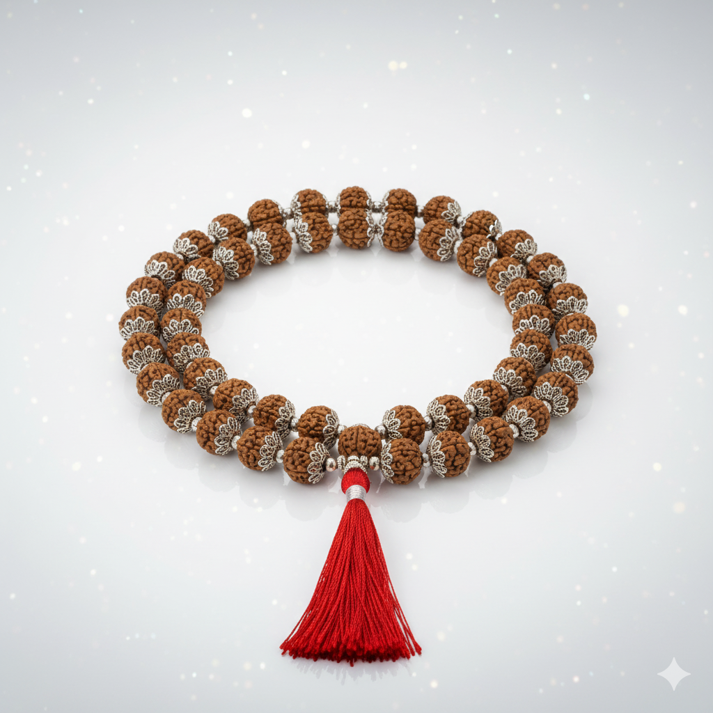 White Metal covering Rudraksha Mala