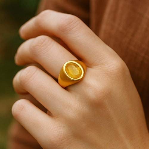 Yellow Sapphire Panchdhatu Ring