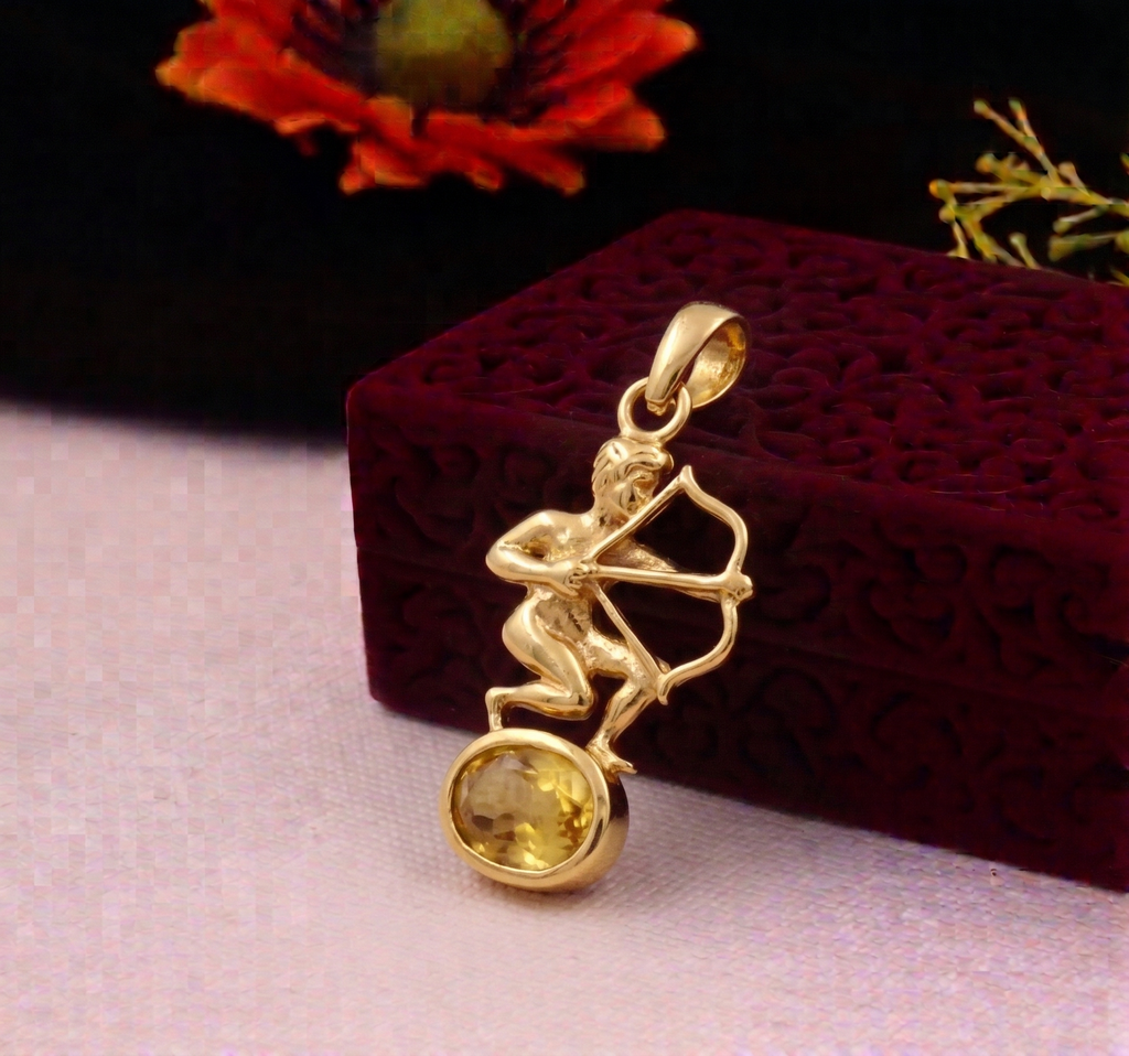 Yellow Sapphire -Pukhraj Pendant Panchdhatu with Chain