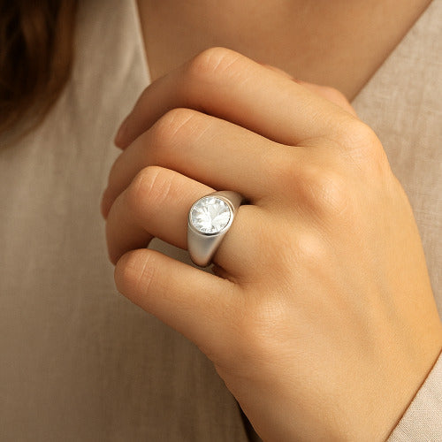 Zircon Sterling Silver Ring | Lab certified | Adjustable Ring